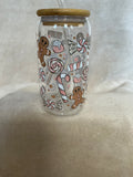 🍬 Gingerbread & Sweet Treats Christmas Glass Tumbler
