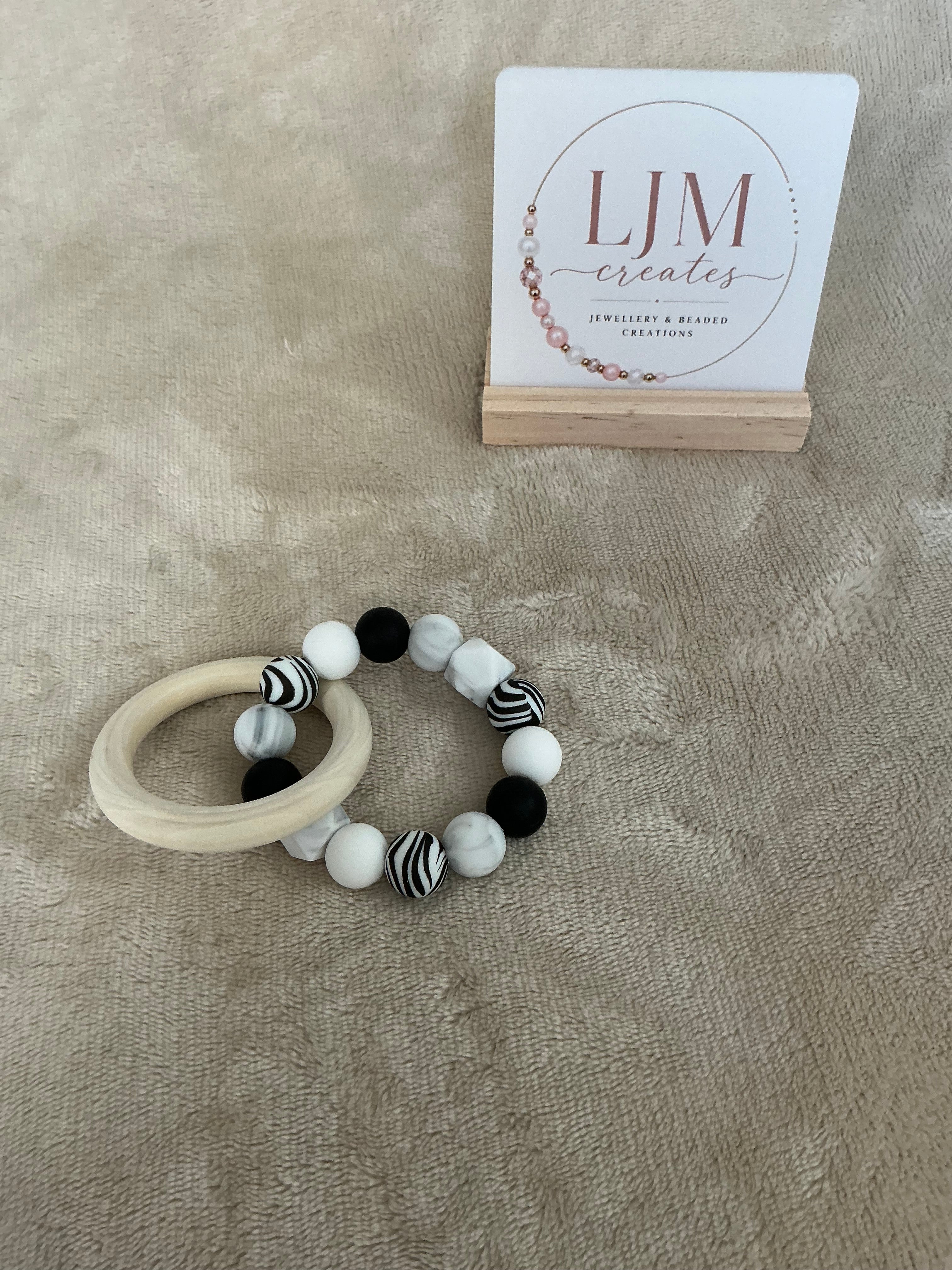 Monochrome Teething Ring | Black & White Silicone Baby Teether