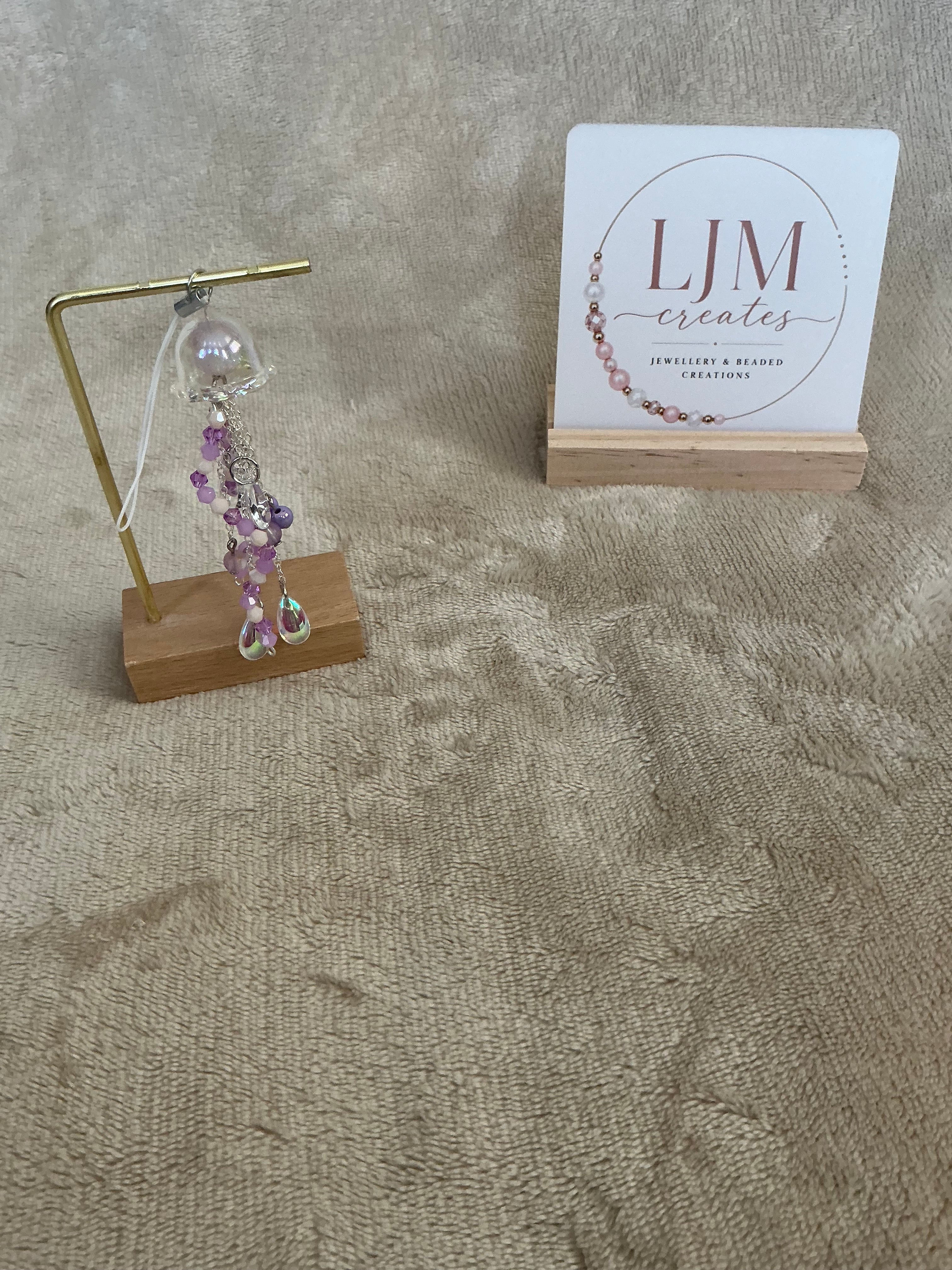 Handmade Lavender Jellyfish Charm | Iridescent Ocean-Inspired Hanging Decoration
