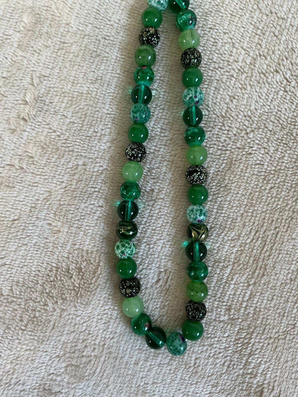 Emerald Green & Speckled Glass Bead Phone Charm