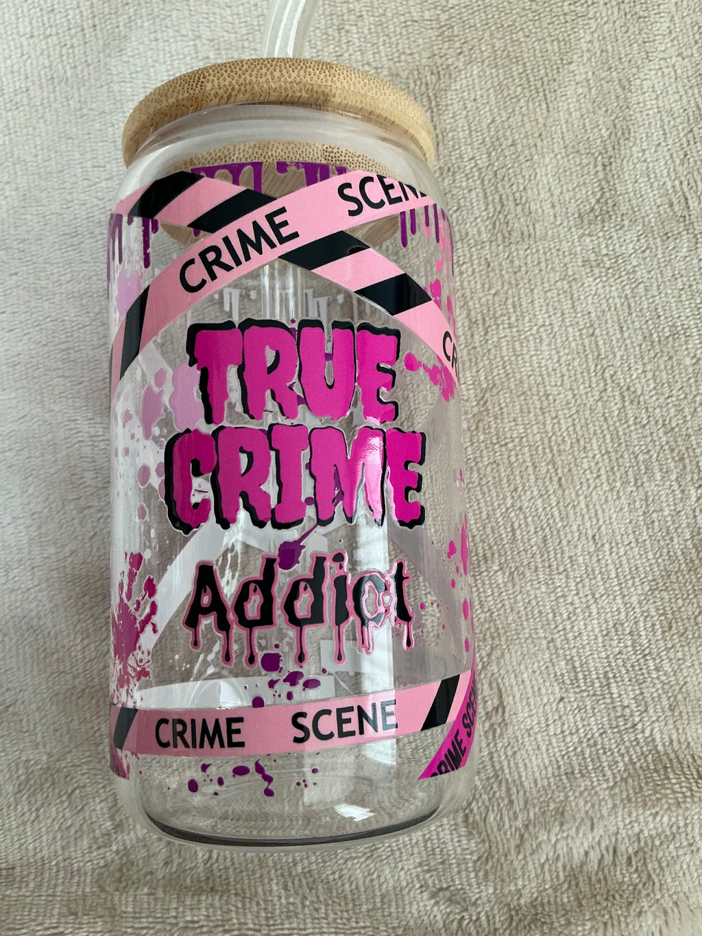 True Crime Addict Glass Tumbler