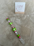 Frog Dummy Clip | Handmade Frog Pacifier Clip with Glitter Beads
