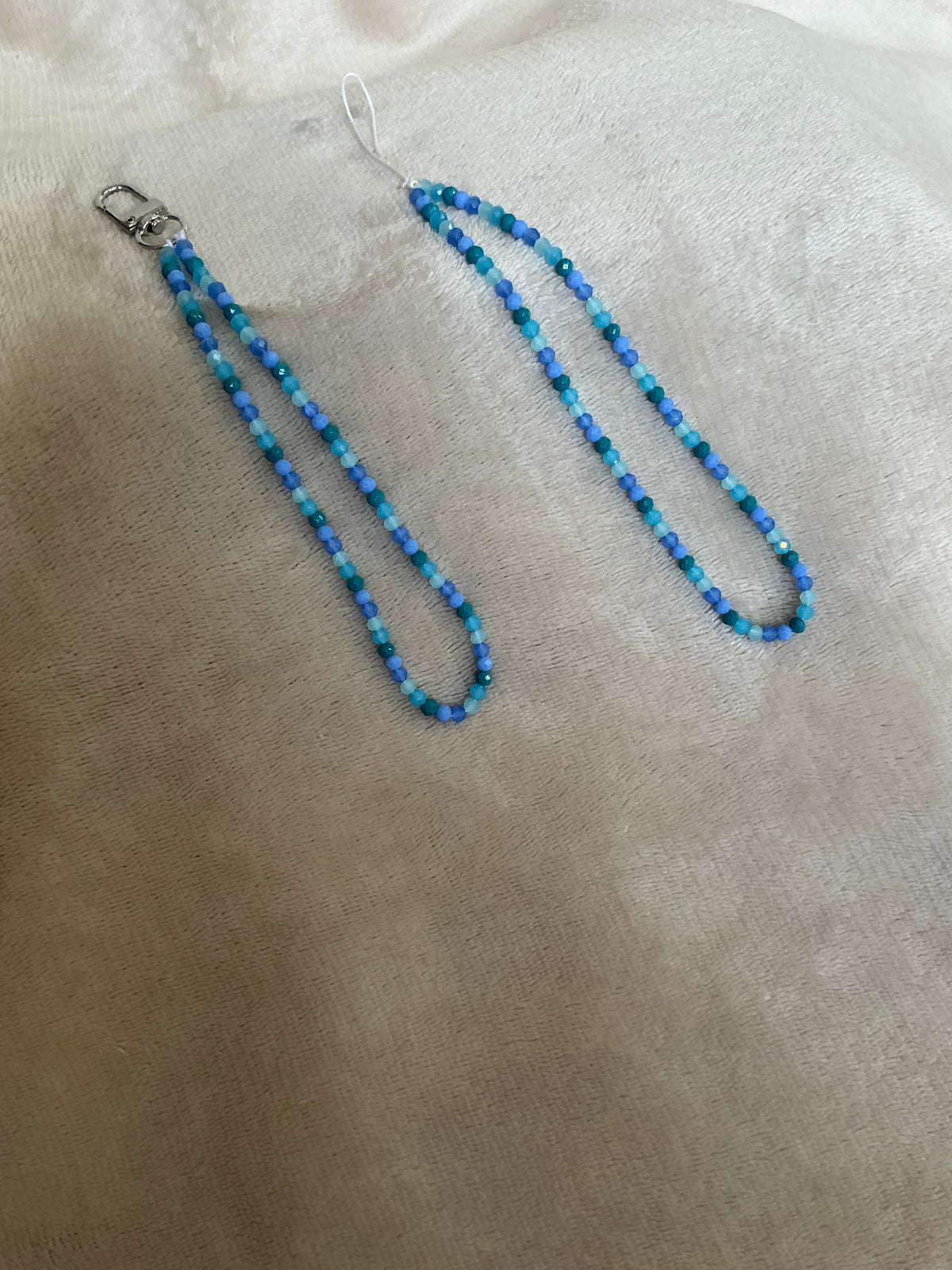 🌊💙 Ocean Blue Beaded Phone Strap & Keychain