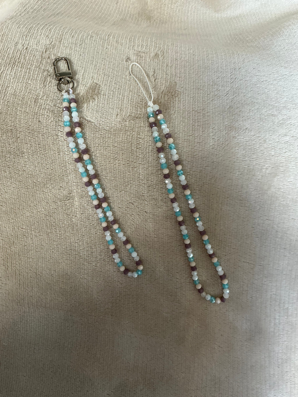 🪐💜 Dreamy Lavender & Teal Beaded Phone Strap Set