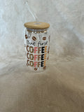 But First Coffee Glass Cup — Leopard & Neutral Vibes!