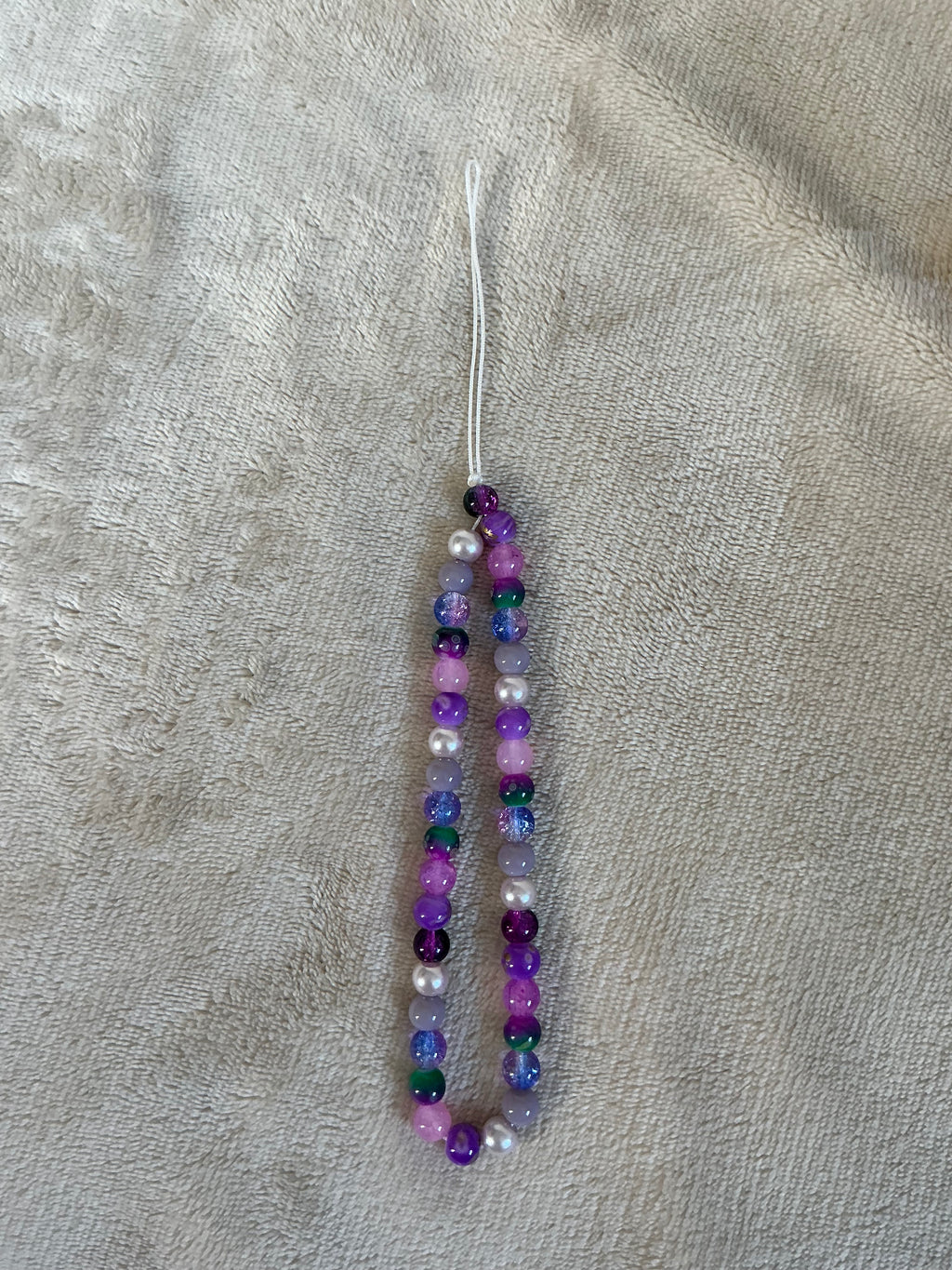 Purple Ombré & Pearl Beaded Phone Charm