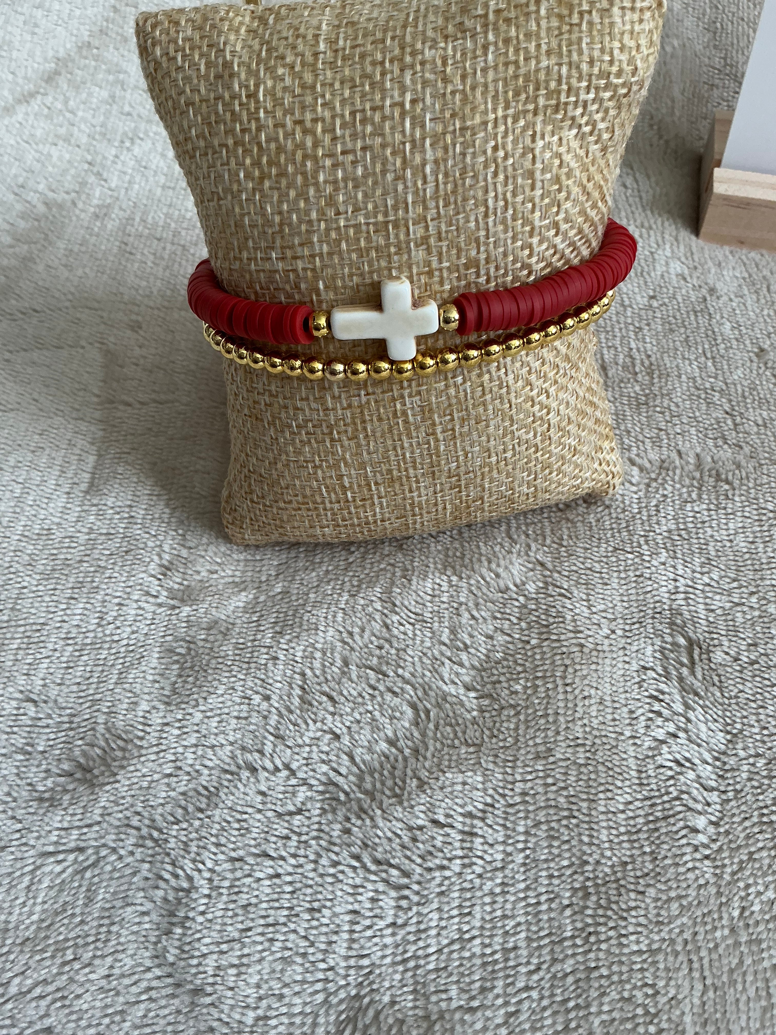 Faith & Grace Red Cross Bracelet Set