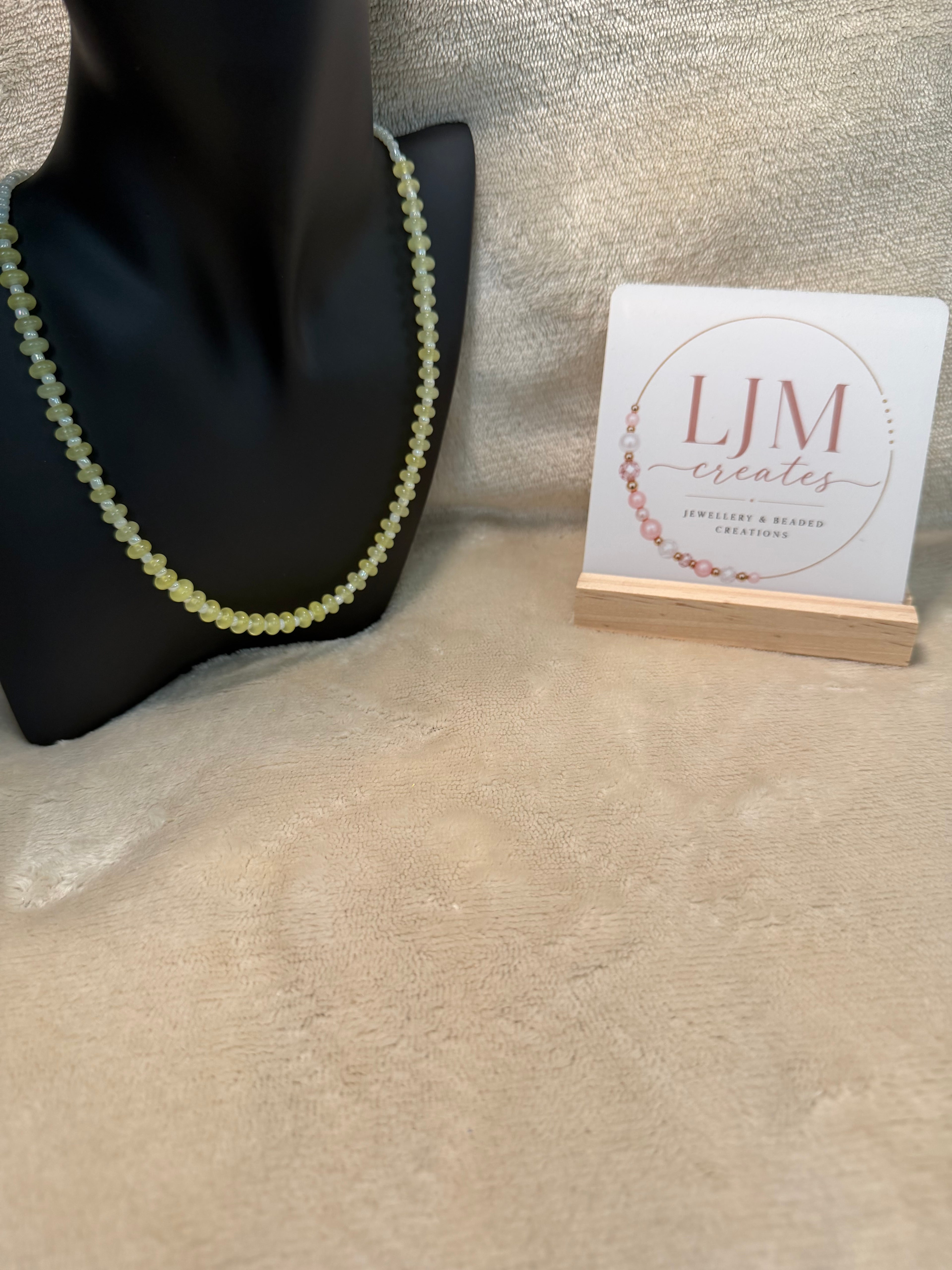 Pale Lemon Yellow Rondelle Bead Necklace
