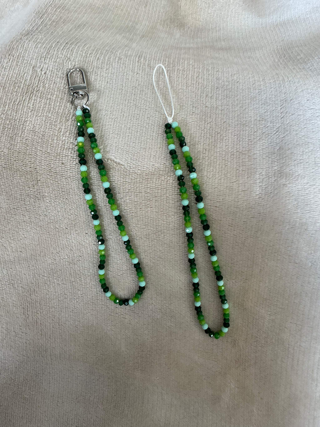 🌿💚 Emerald Green Beaded Phone Strap & Keychain