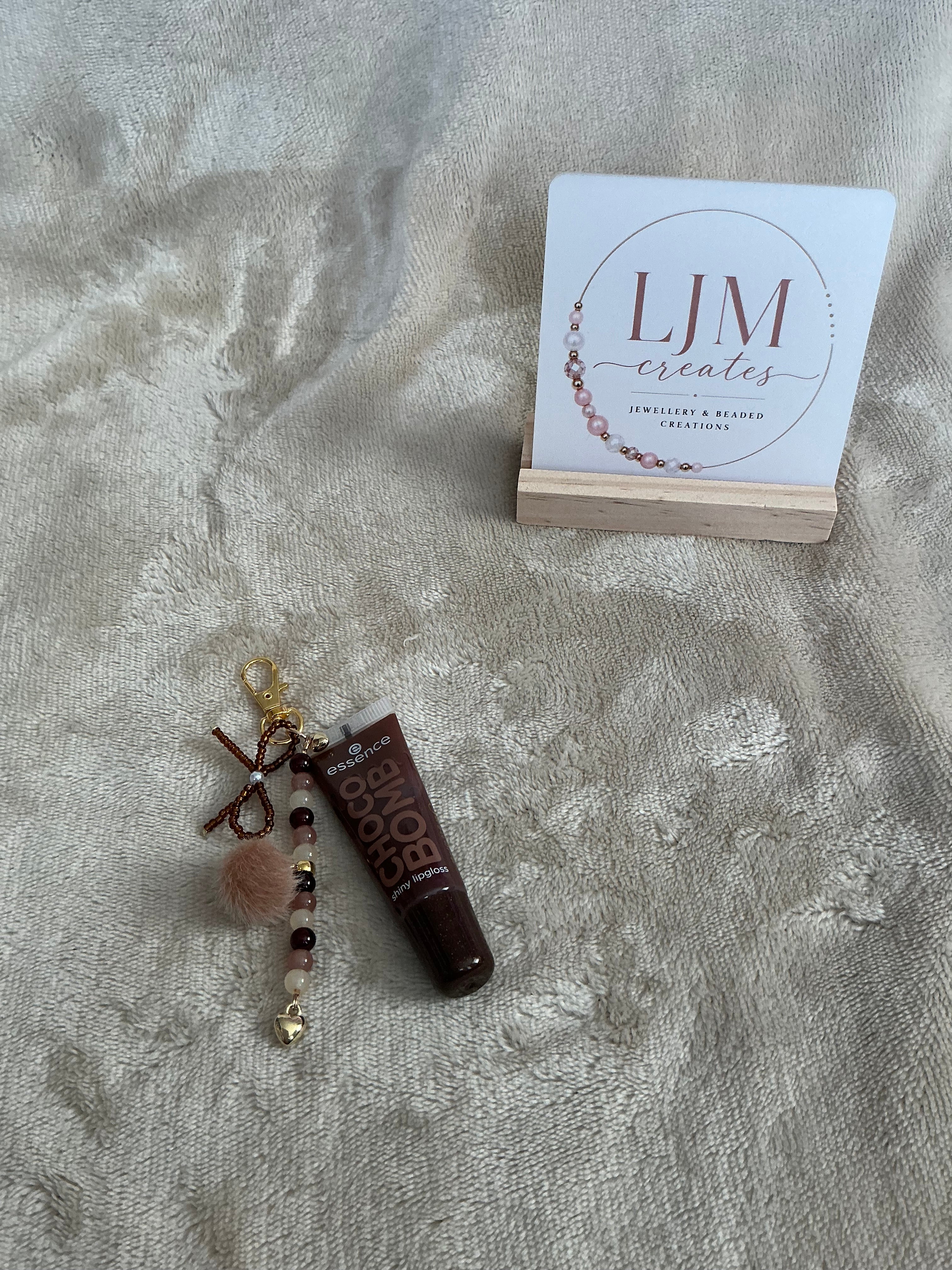 Choco‑Bomb Beaded Lip Gloss Keychain Charm