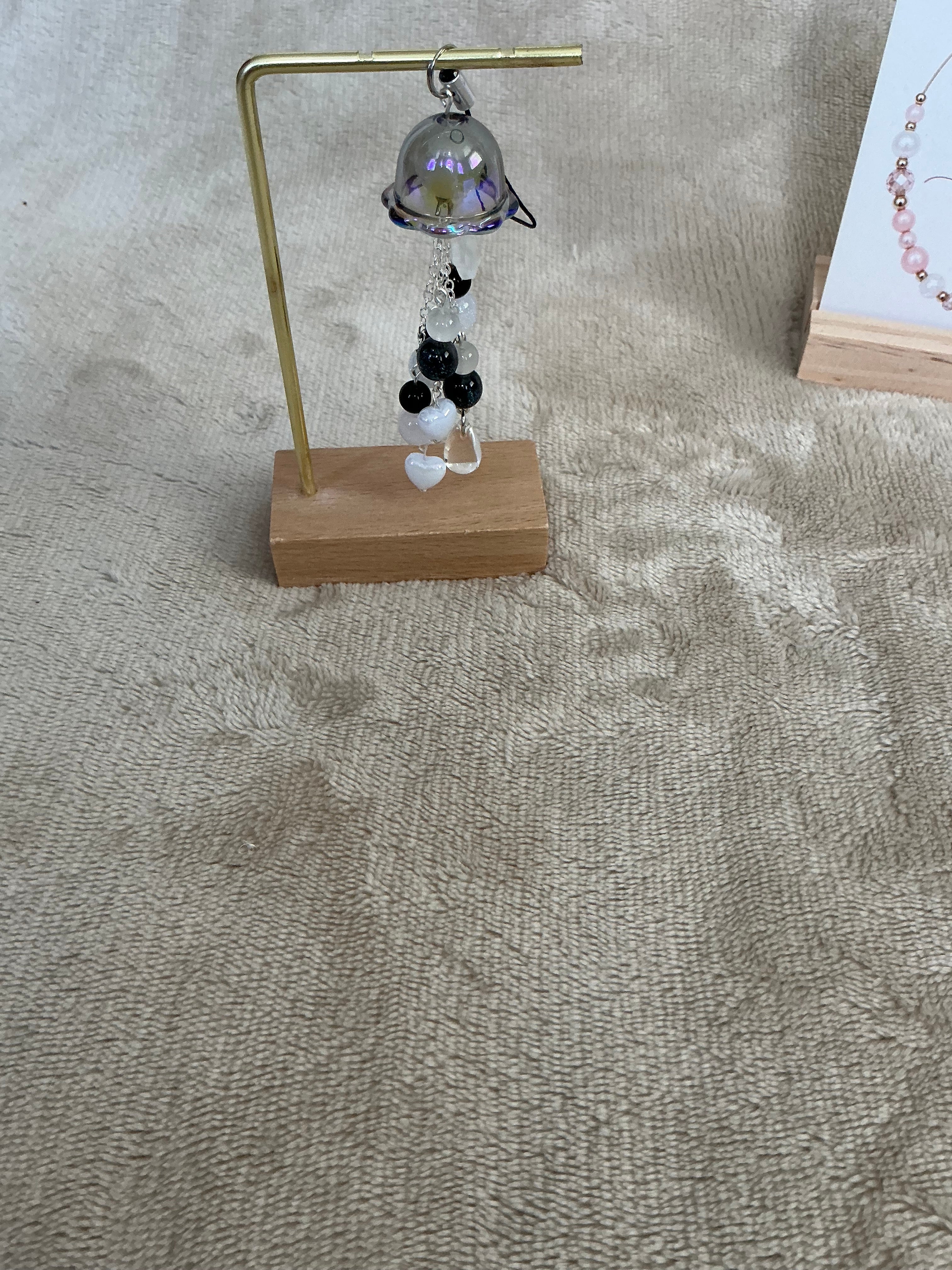 Moonlit Mist Jellyfish Charm | Handmade Black & White Ocean-Inspired Hanging Decoration