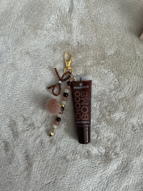Choco‑Bomb Beaded Lip Gloss Keychain Charm