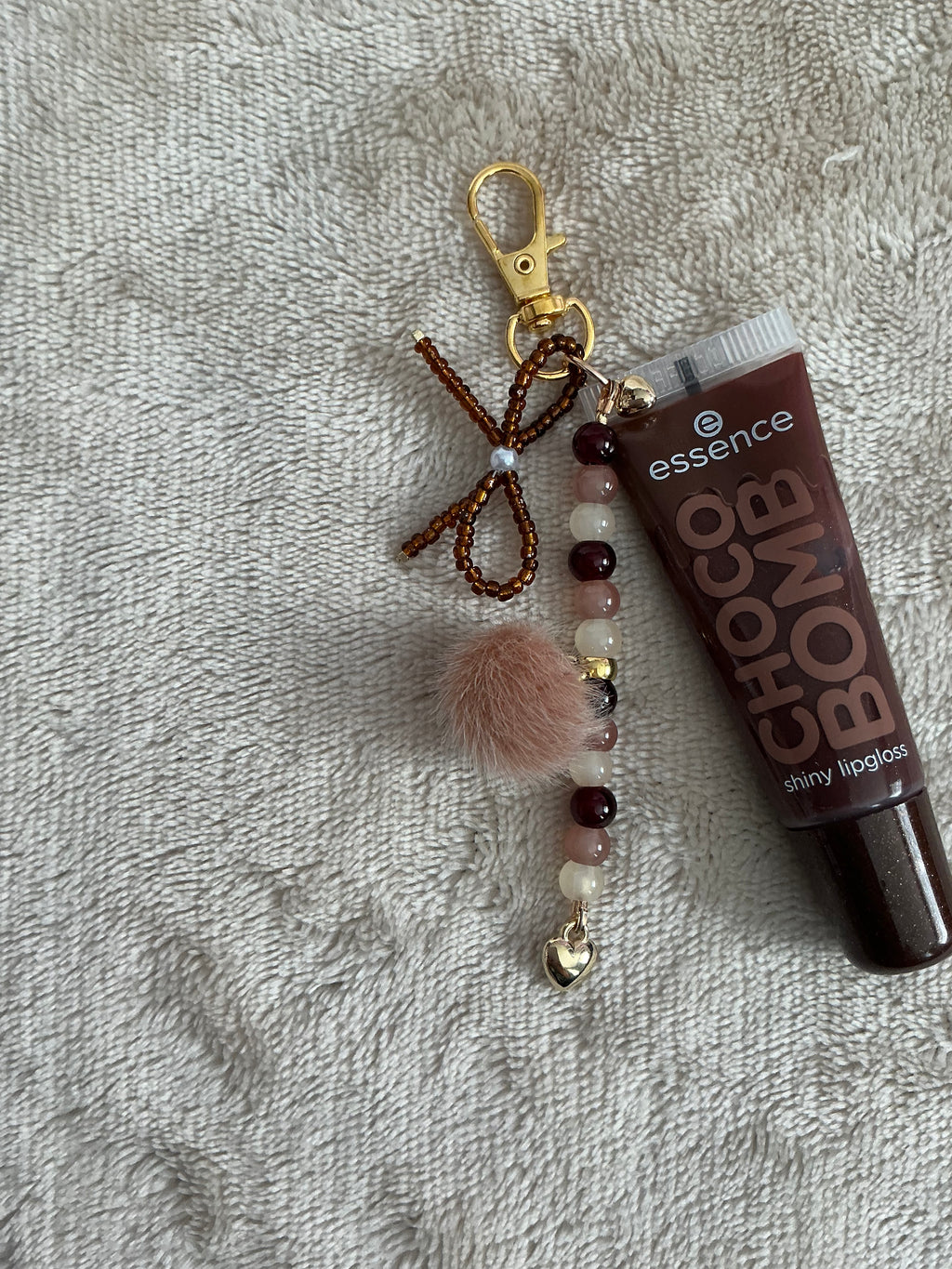 Choco‑Bomb Beaded Lip Gloss Keychain Charm