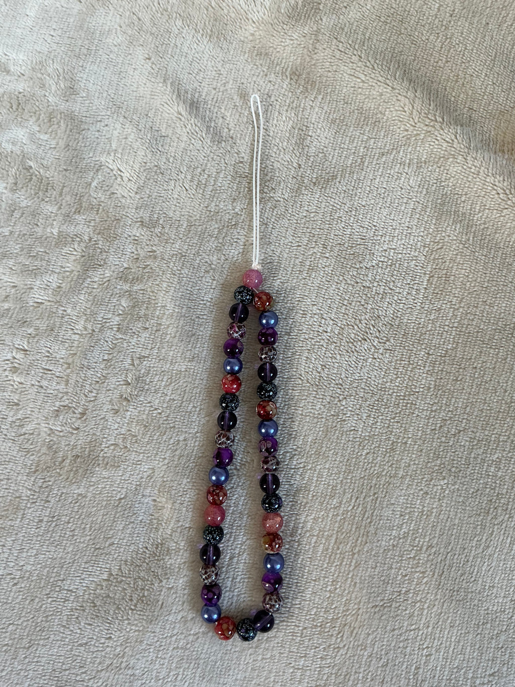 Jewel‑Tone Purple & Red Beaded Phone Charm