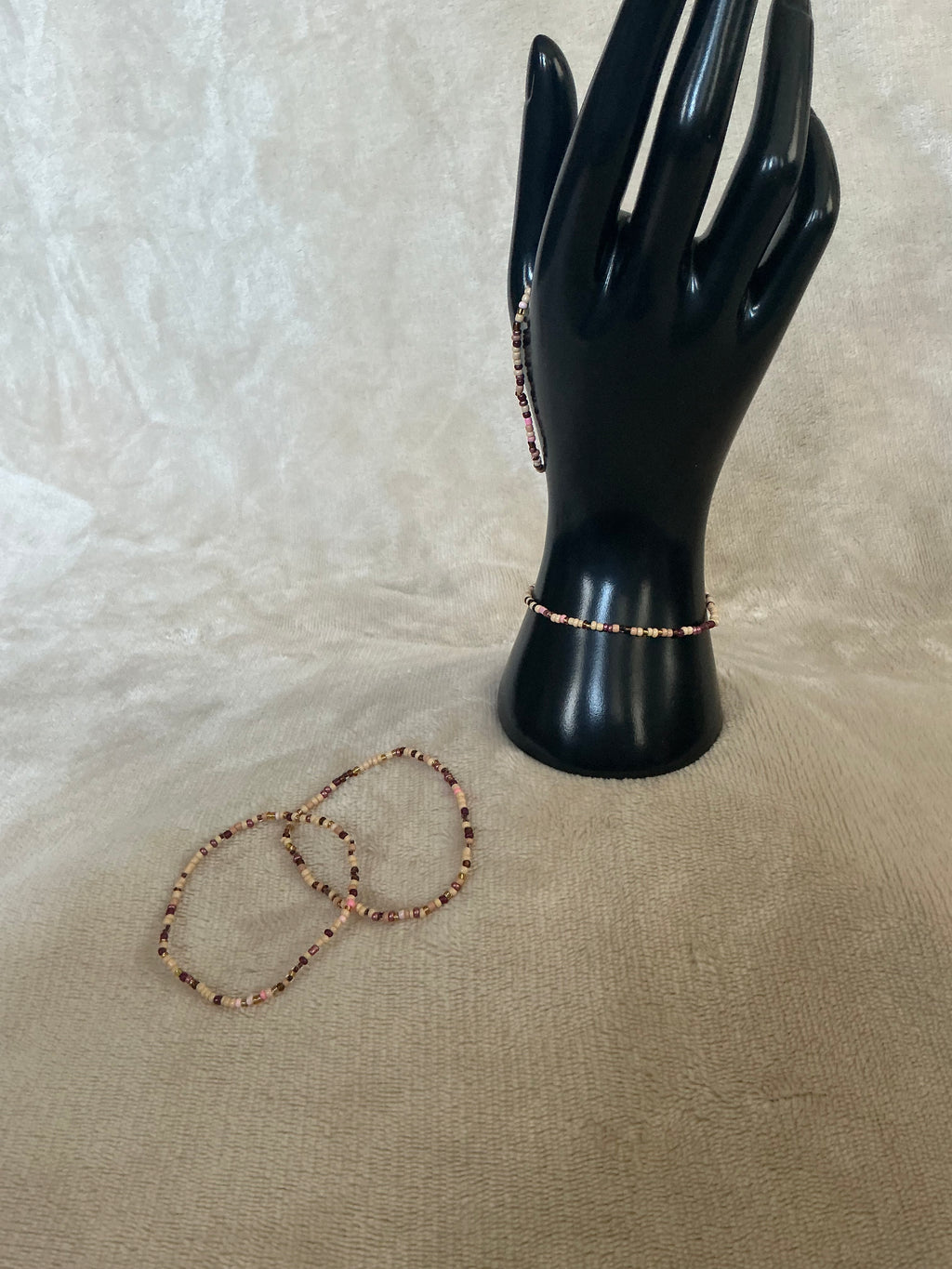 🍂 Vintage Rose & Gold Beaded Bracelet