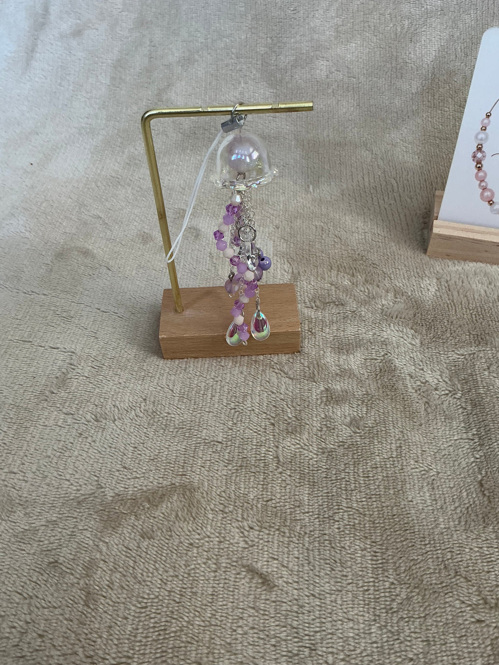 Handmade Lavender Jellyfish Charm | Iridescent Ocean-Inspired Hanging Decoration