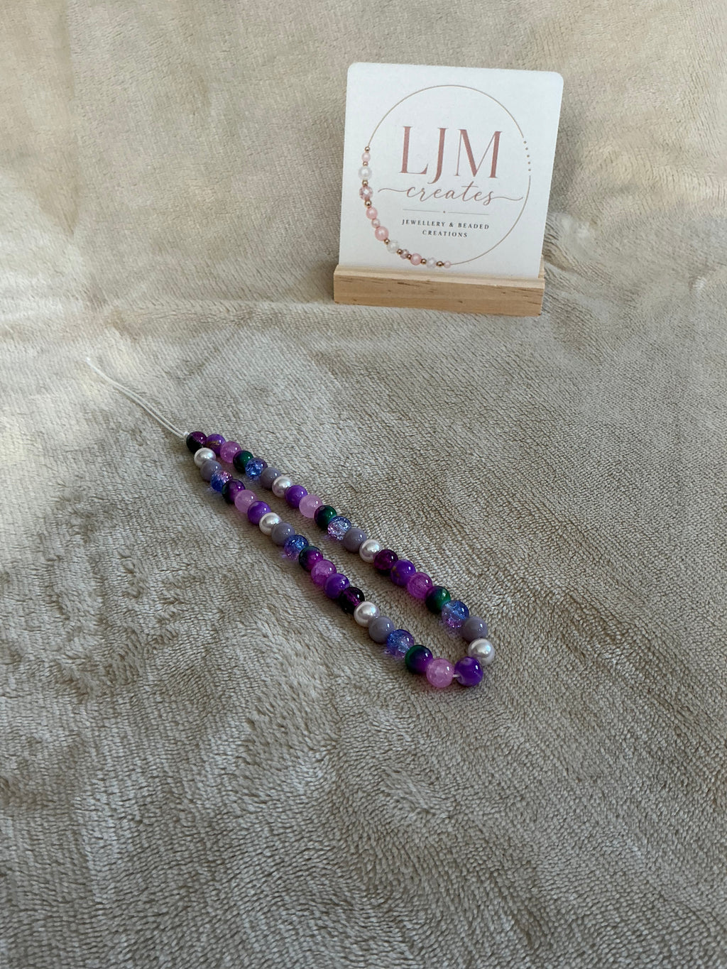 Purple Ombré & Pearl Beaded Phone Charm