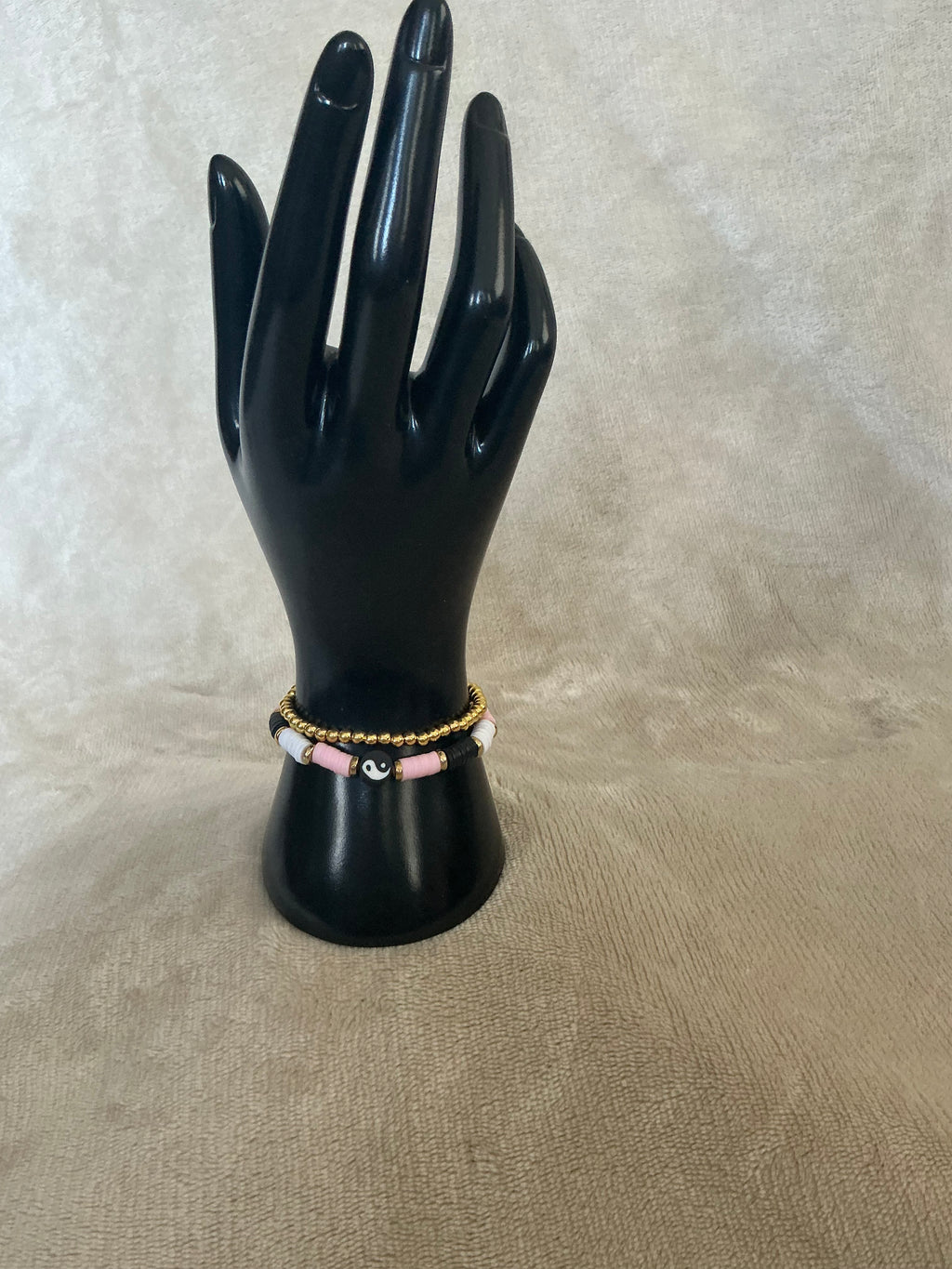 Yin Yang Pink & Gold Stacked Bracelet Set