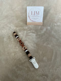 Autumn Daisy Dummy Clip | Handmade Neutral Floral Pacifier Holder