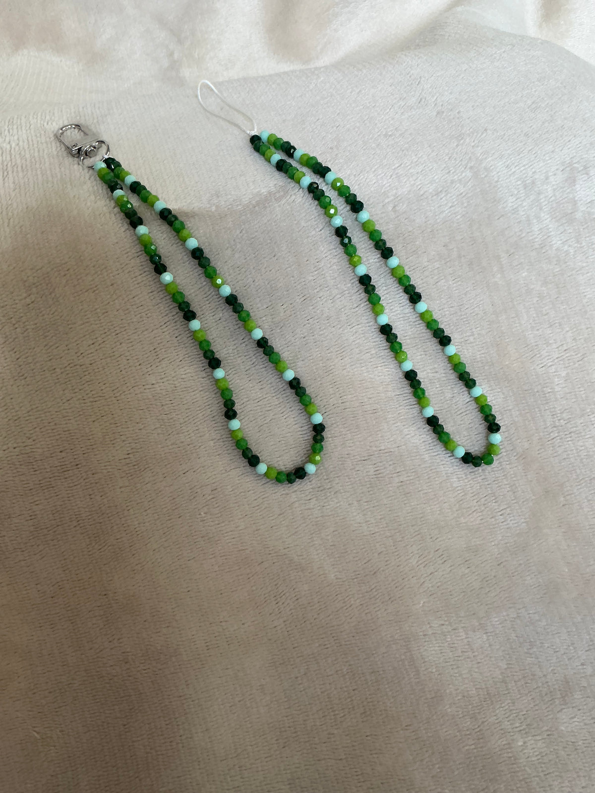 🌿💚 Emerald Green Beaded Phone Strap & Keychain