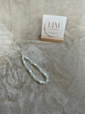 Frosted White & Crystal Beaded Phone Charm
