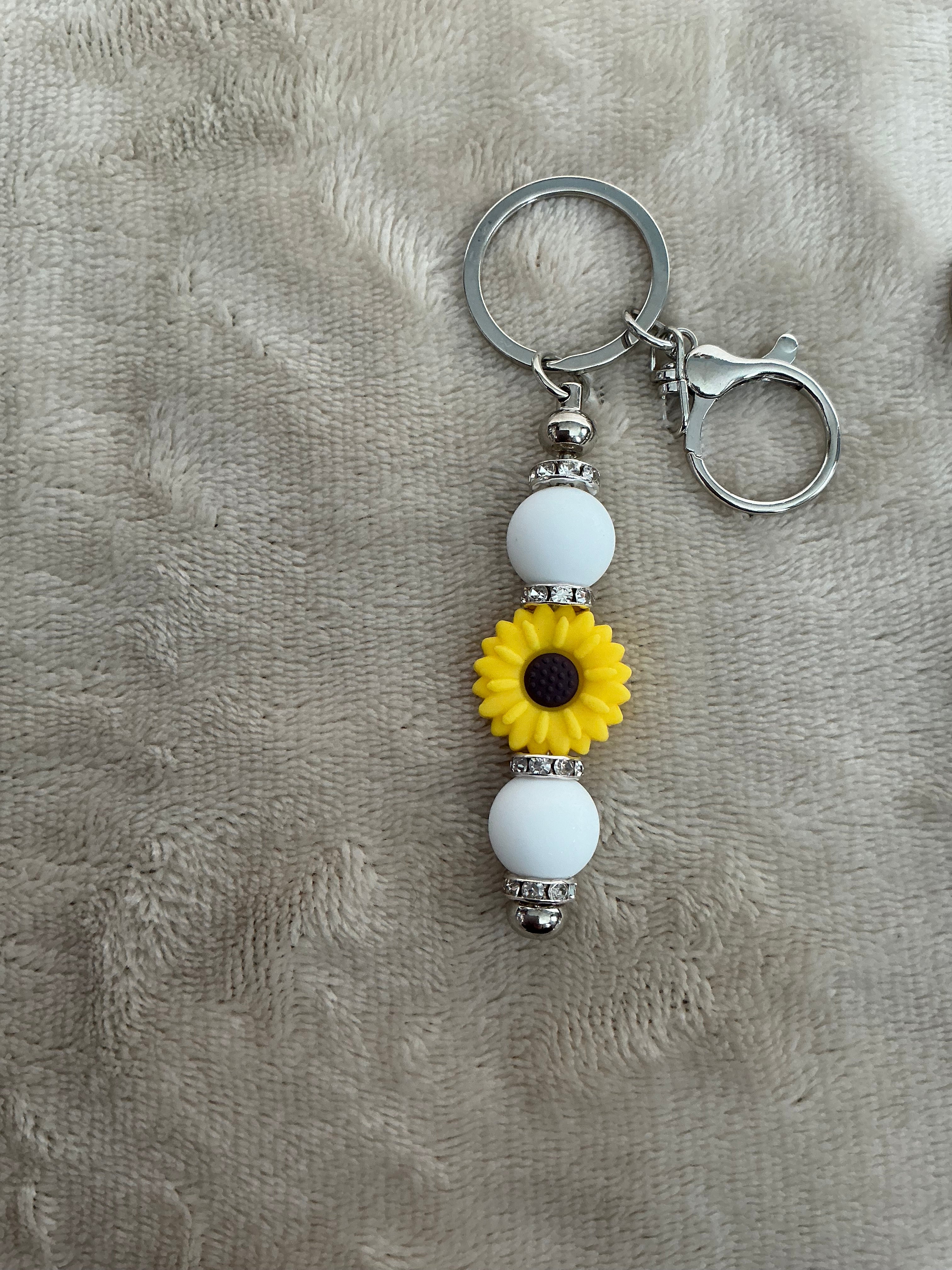 Sunflower Keychain Collection – Handmade Floral Beaded Bag Charms