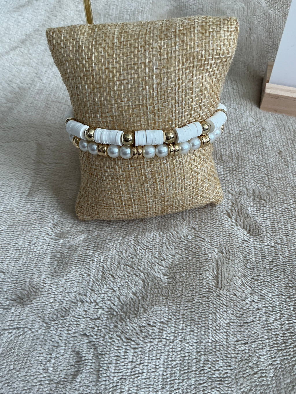 White & Gold Stackable Bracelet Set