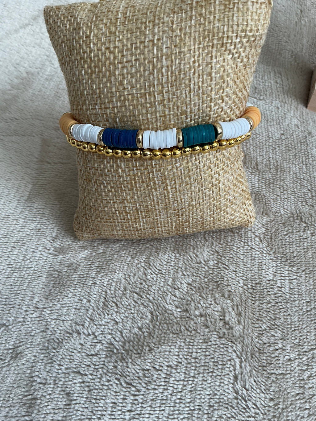 Coastal Luxe Bracelet Set | Gold Bead & Ocean Toned Stack