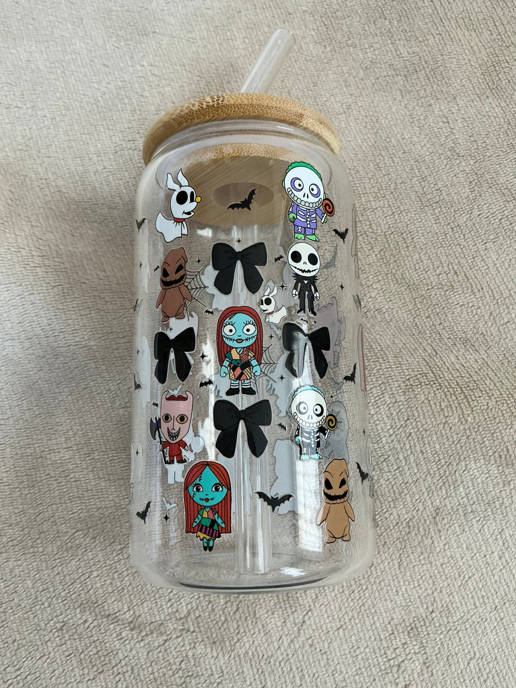 Nightmare Before Christmas Themed Glass Tumbler