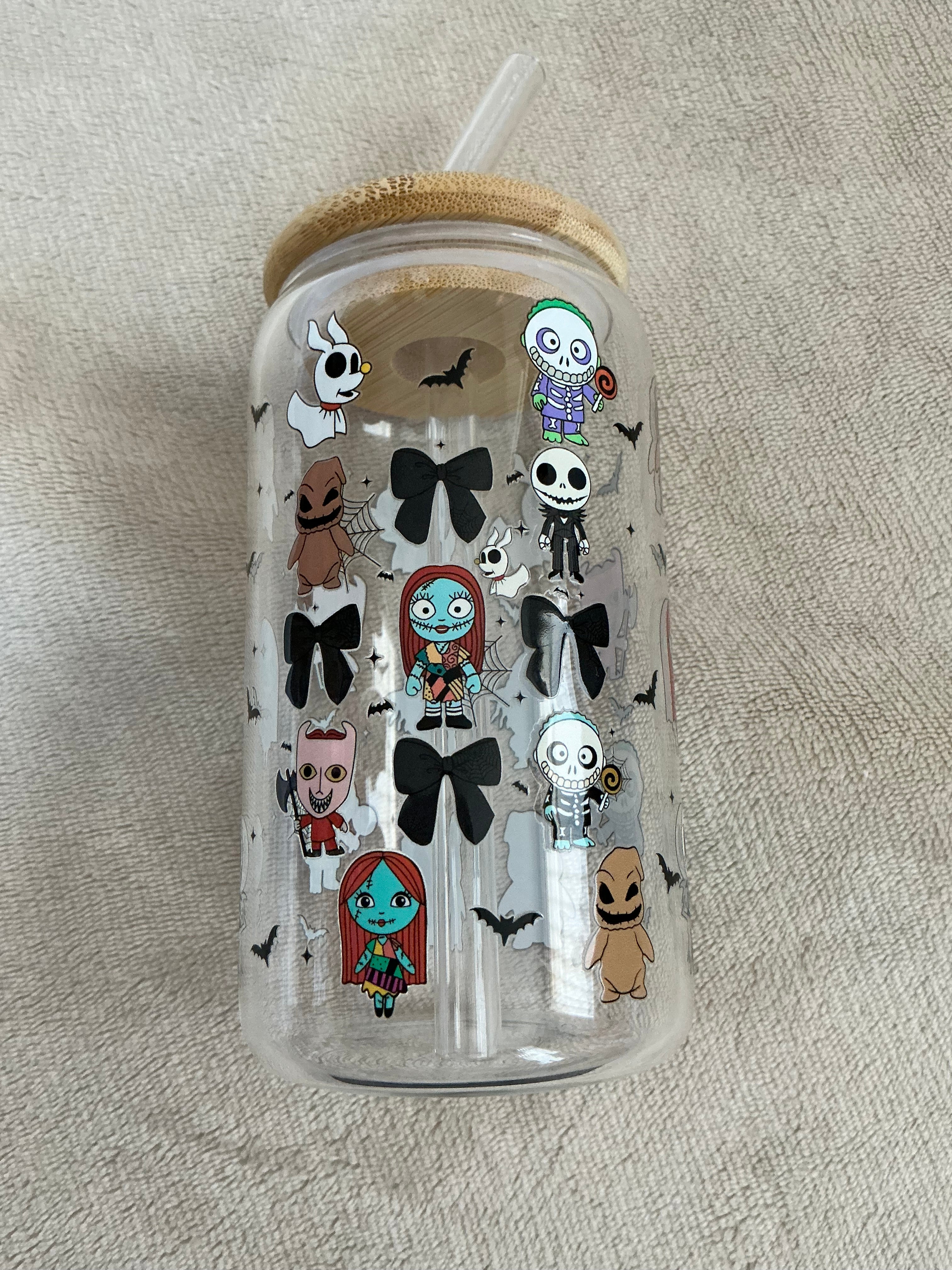 Nightmare Before Christmas Themed Glass Tumbler