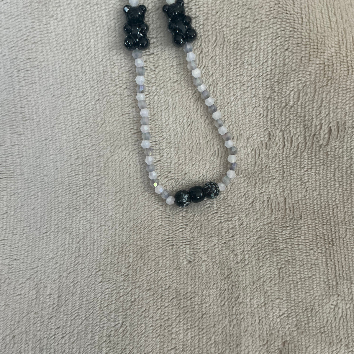 🖤 Black Bear & Bow Crystal Phone Charm