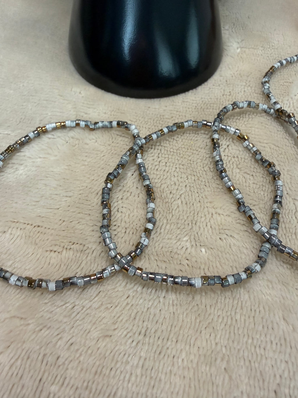 Monochrome Grey & Gold Delicate Stacking Bracelet