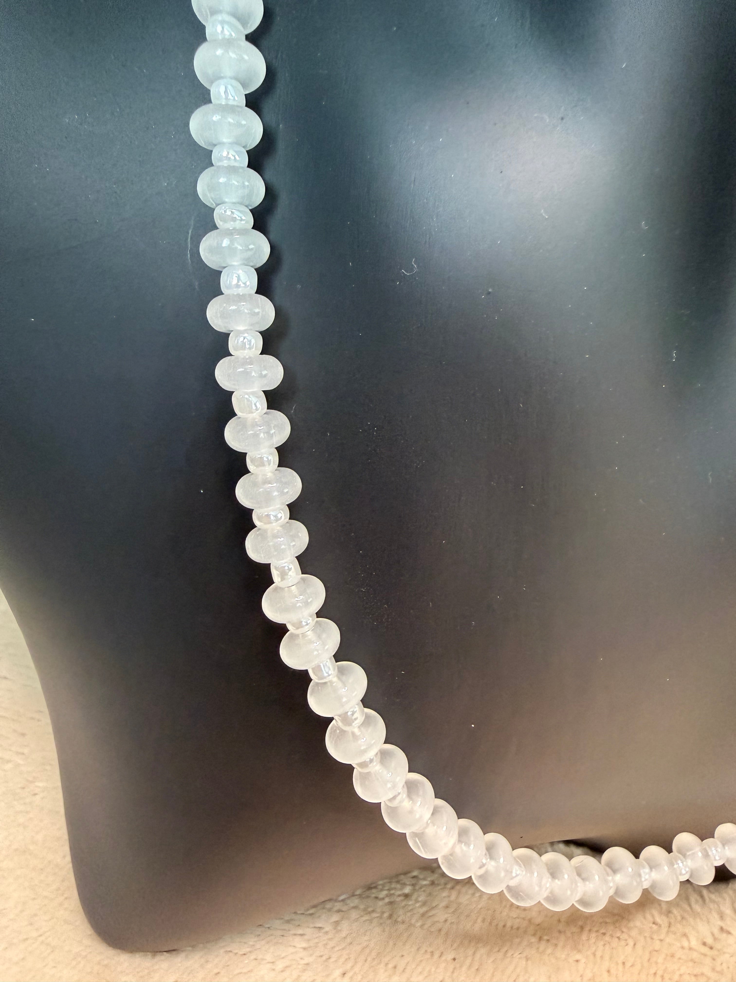Milky White Rondelle Bead Necklace