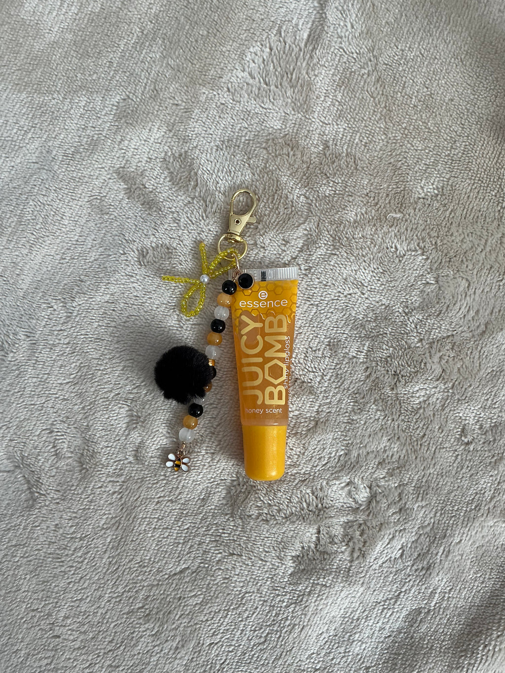 Honey Bee Beaded Lip Gloss Keychain Charm