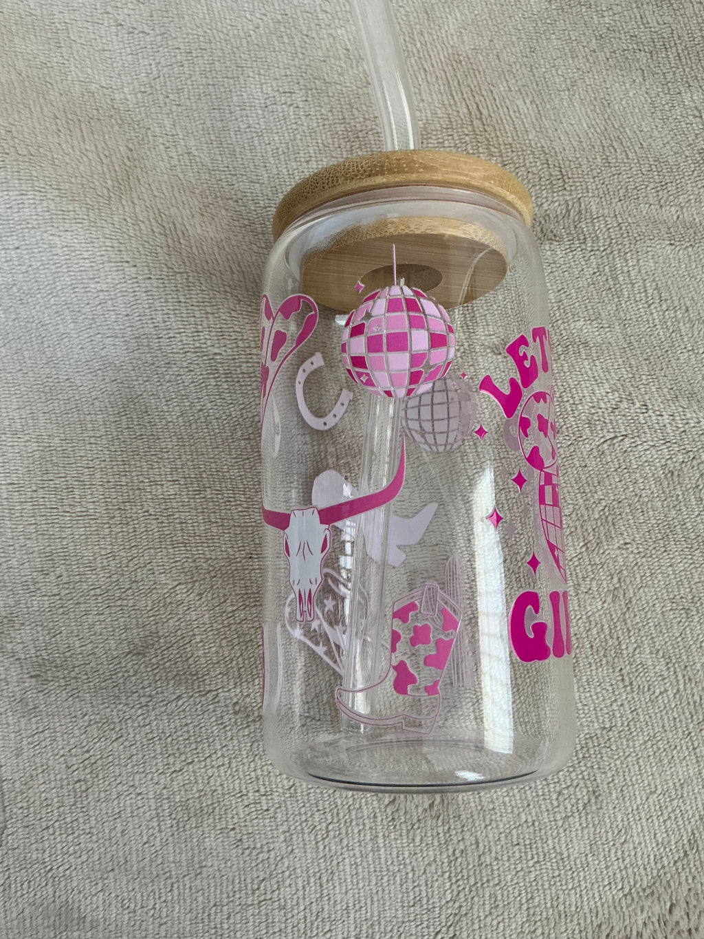 Let’s Go Girls Disco Cowgirl Glass Cup — Bachelorette & Party Vibes!