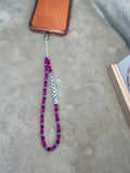 Purple Personalised Beaded Phone Charm | Custom Text Lanyard with Choice of Fastening