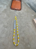 Yellow Personalised Beaded Phone Charm | Custom Text Lanyard with Choice of Fastening