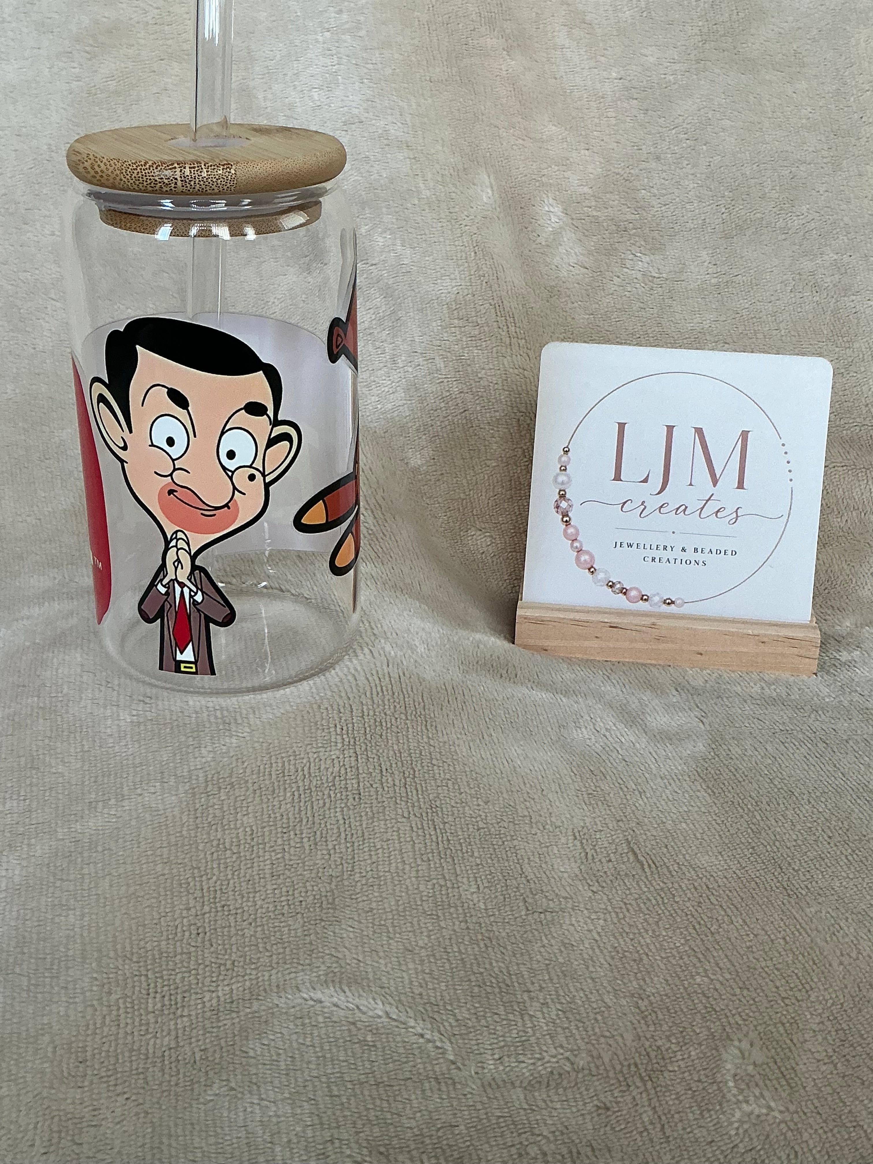 Mr Bean & Teddy Glass Tumbler