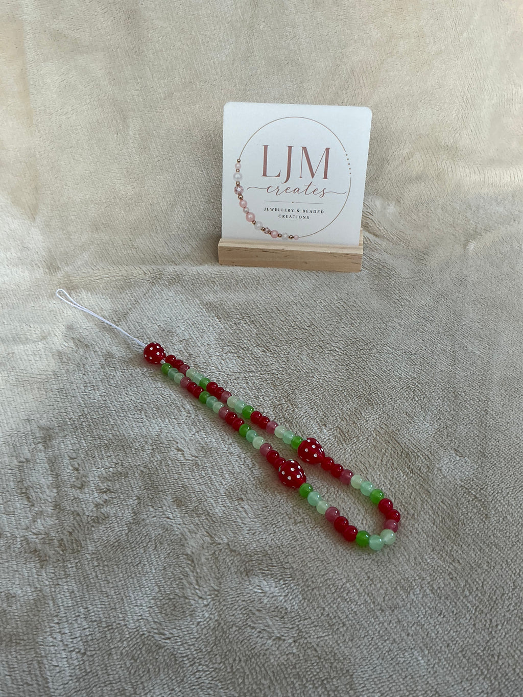 Red Strawberry Beaded Phone Charm