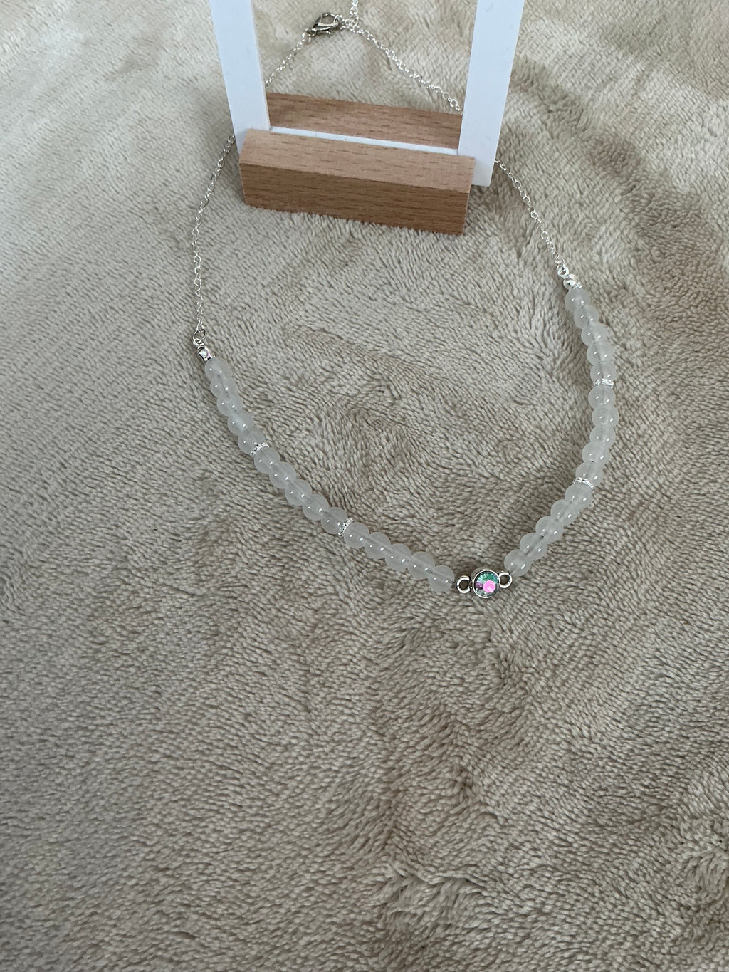Frosted Clear Bead Jewellery Set – Necklace & Earrings