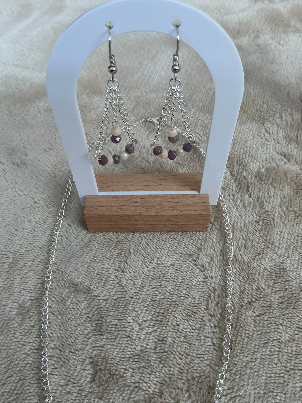 Soft Mauve & Beige Faceted Bead Jewellery Set