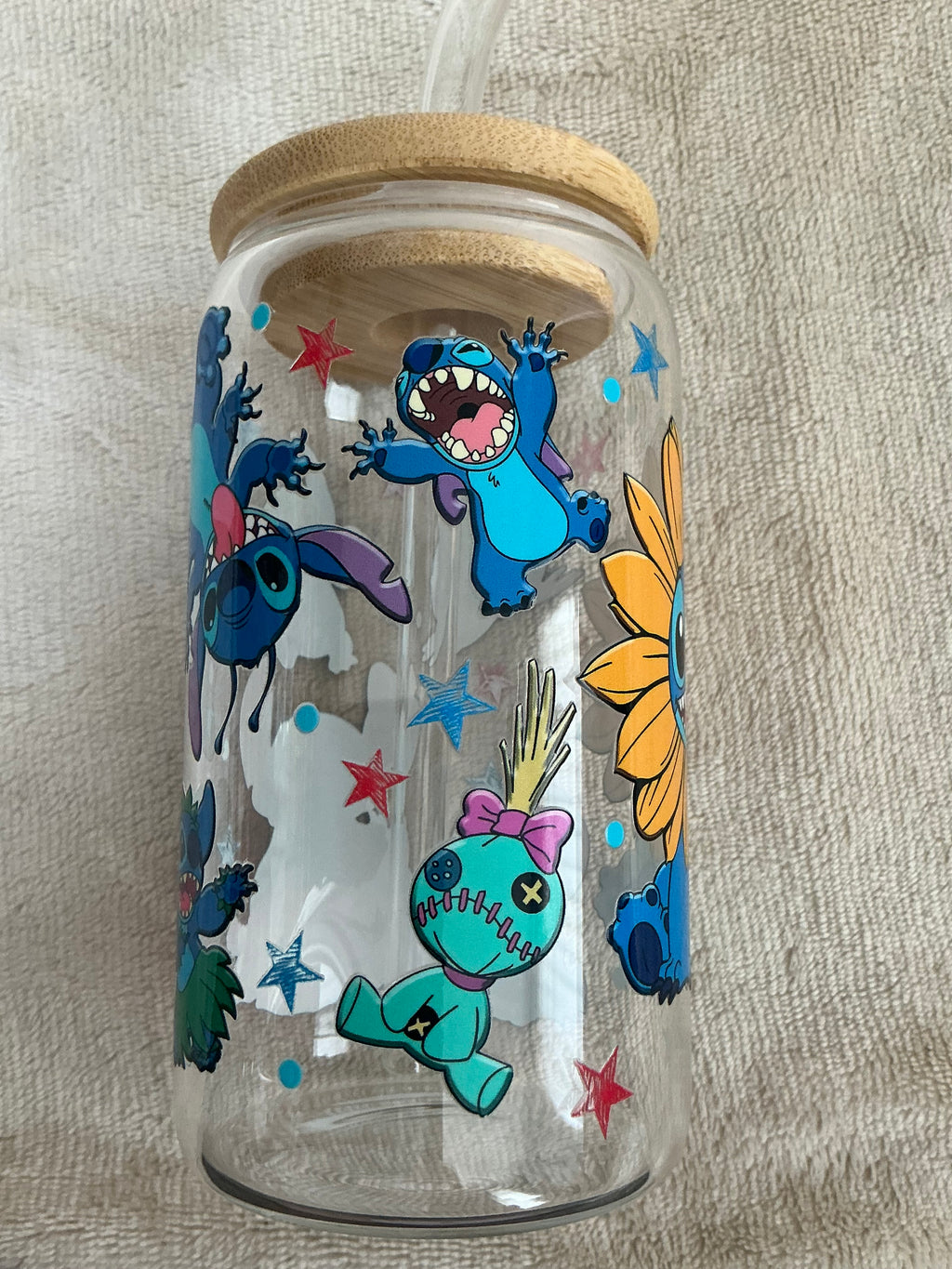 Stitch Sunflower & Friends Glass Tumbler