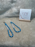 Blue Personalised Beaded Phone Charm | Custom Text Lanyard with Choice of Fastening