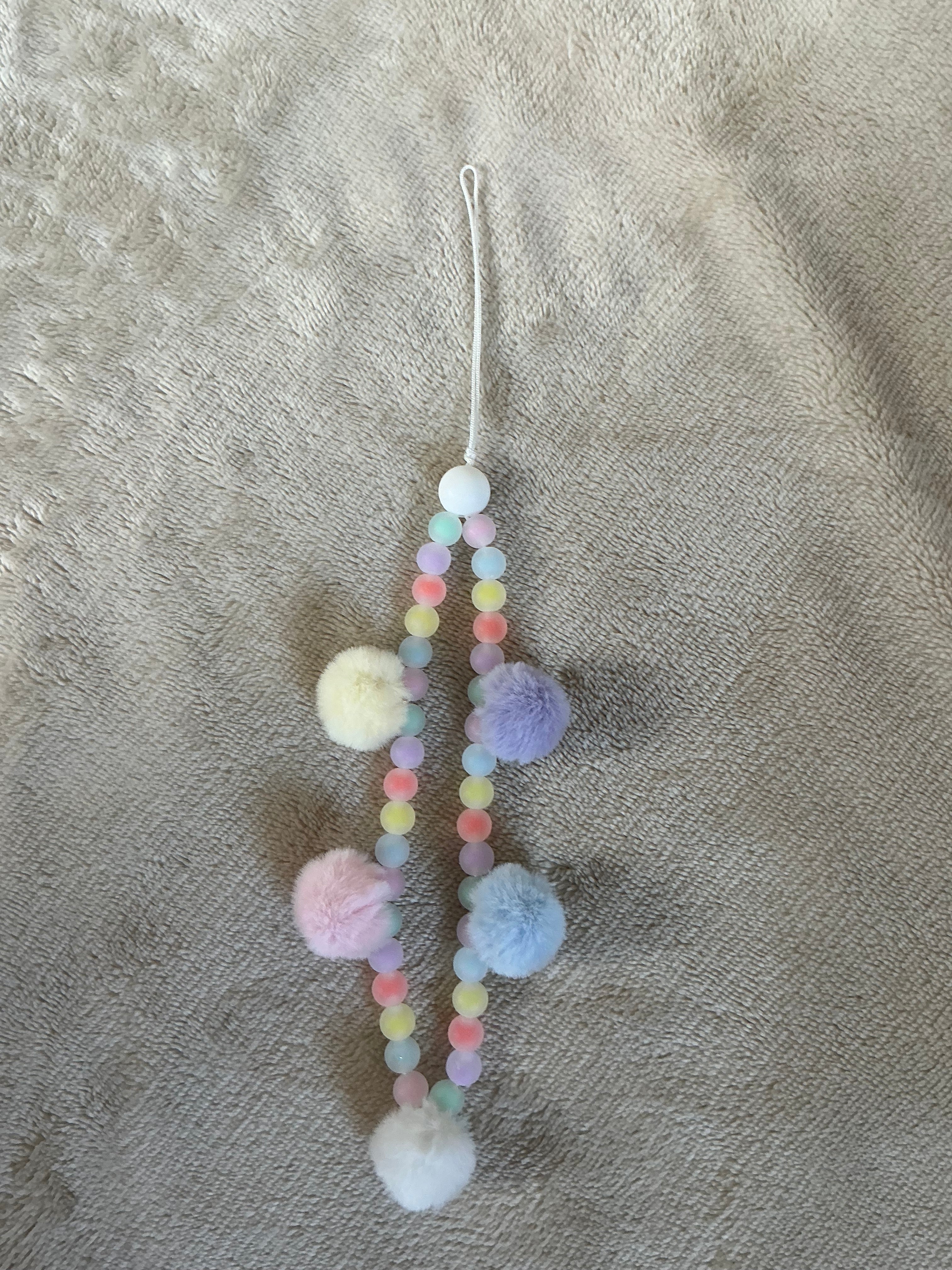Pastel Pom‑Pom Phone Charm