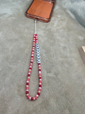 Pink Personalised Beaded Phone Charm | Custom Text Lanyard with Choice of Fastening