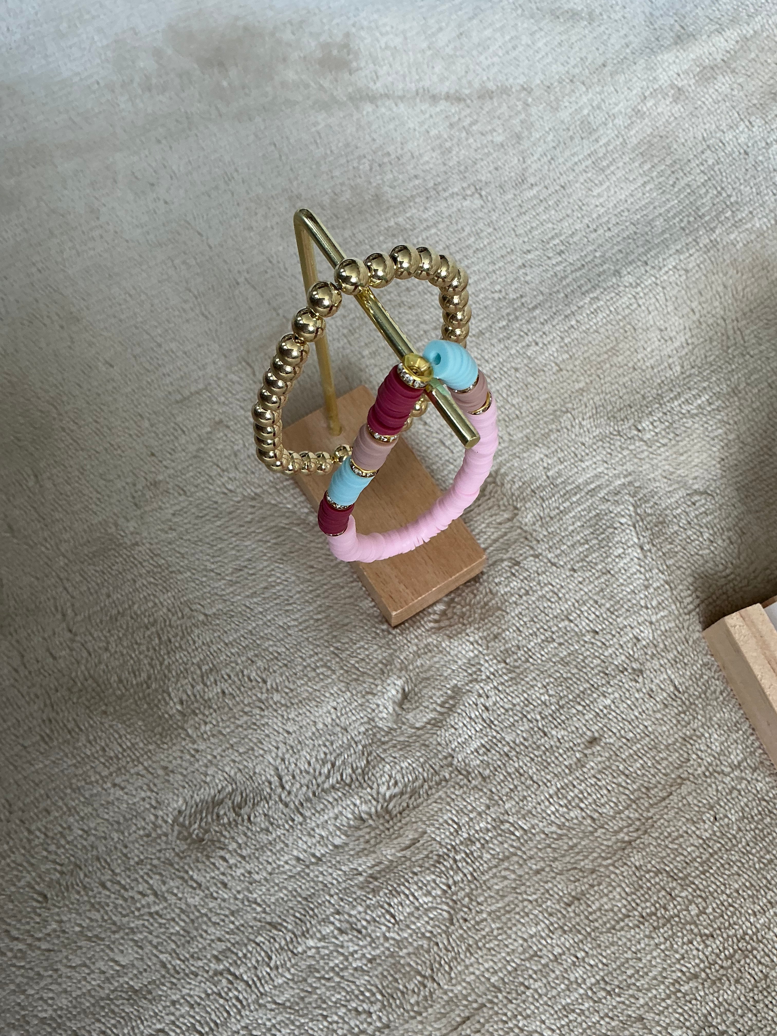 Candy Pop Bracelet Stack | Pink, Berry & Sky Blue Heishi Bead Set