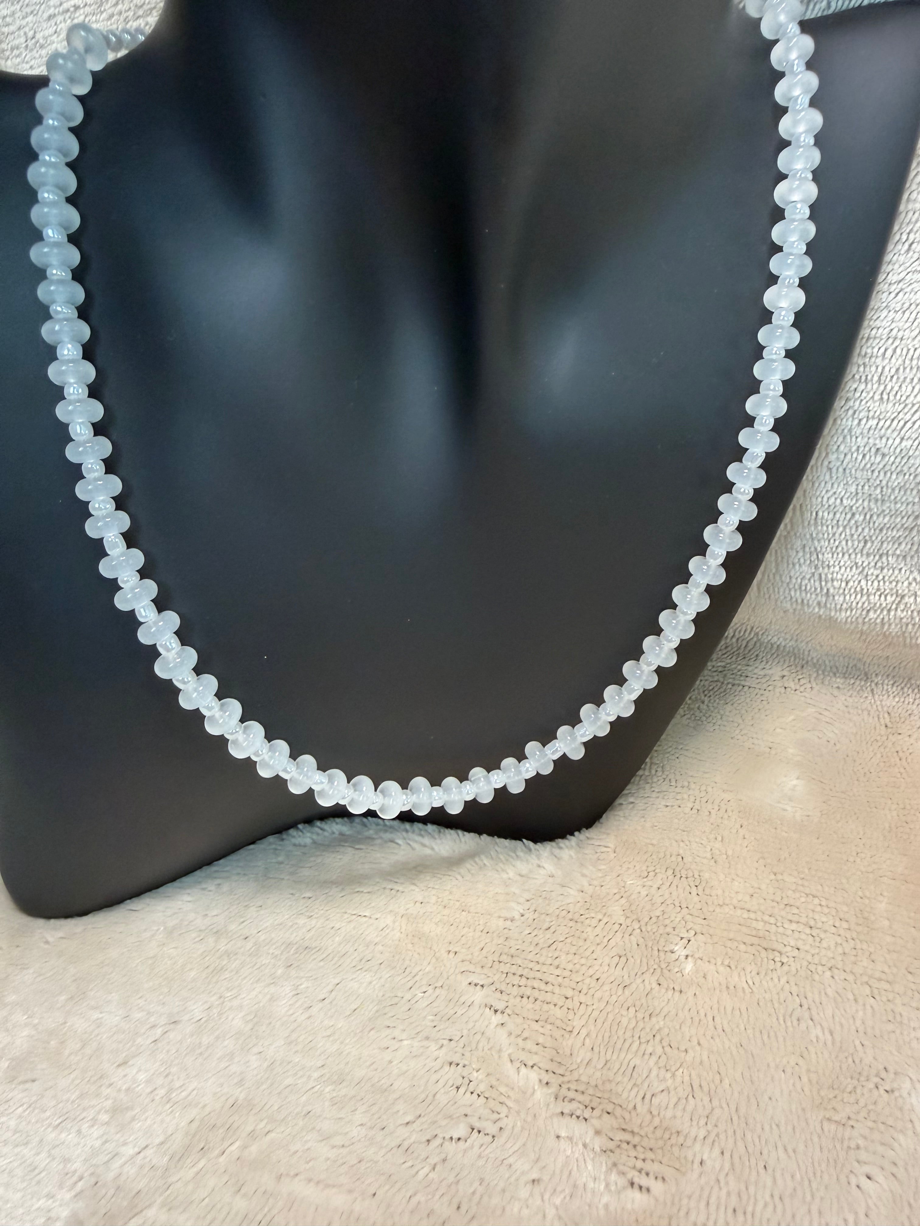 Milky White Rondelle Bead Necklace