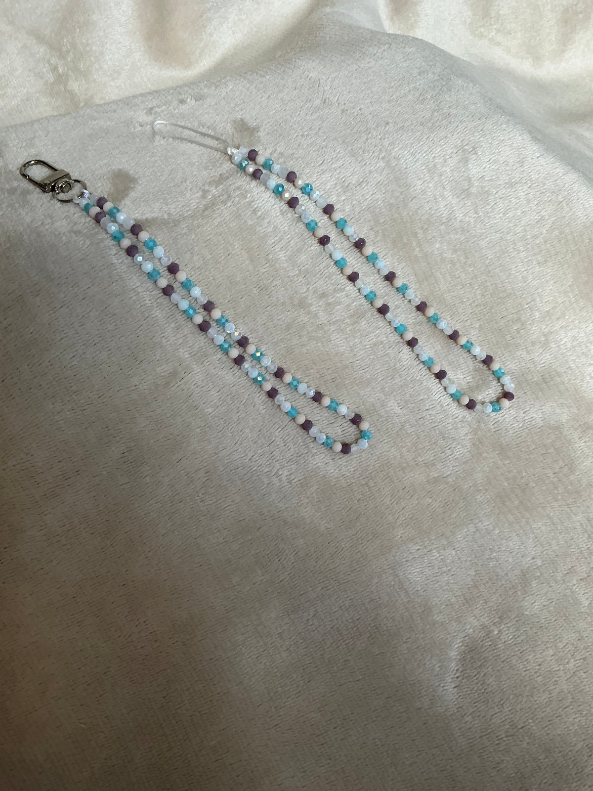 🪐💜 Dreamy Lavender & Teal Beaded Phone Strap Set