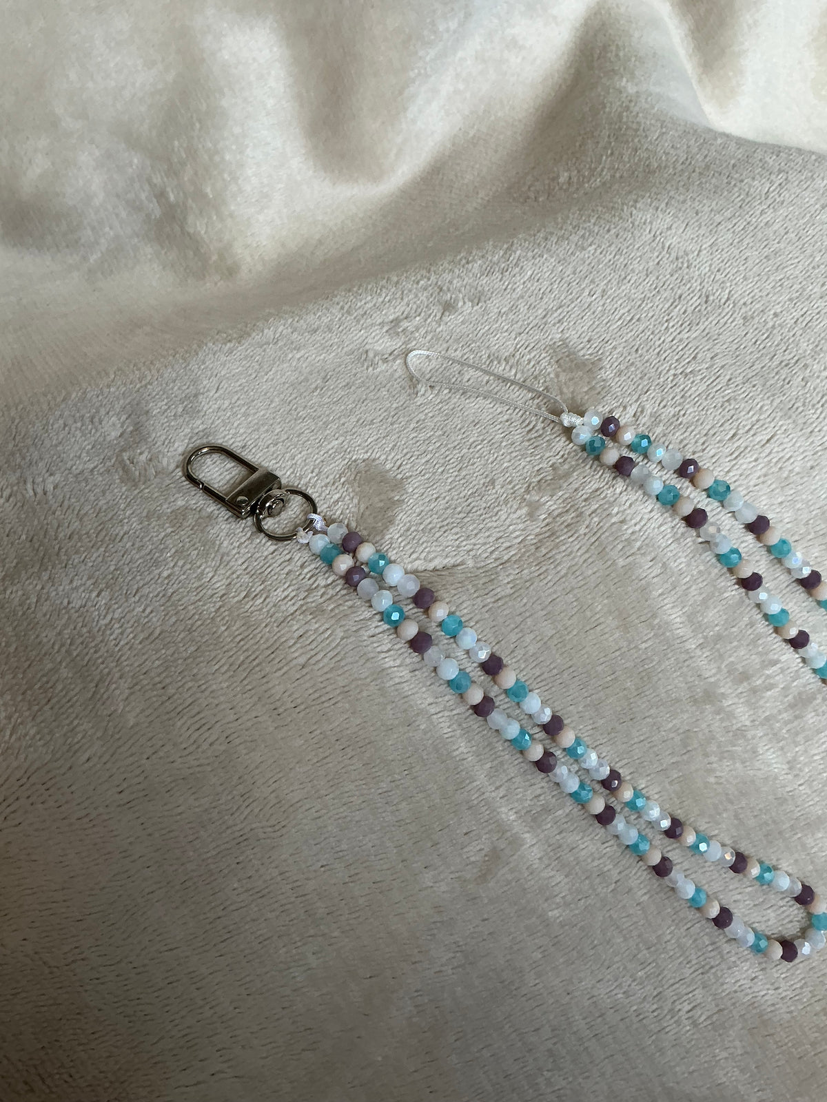 🪐💜 Dreamy Lavender & Teal Beaded Phone Strap Set