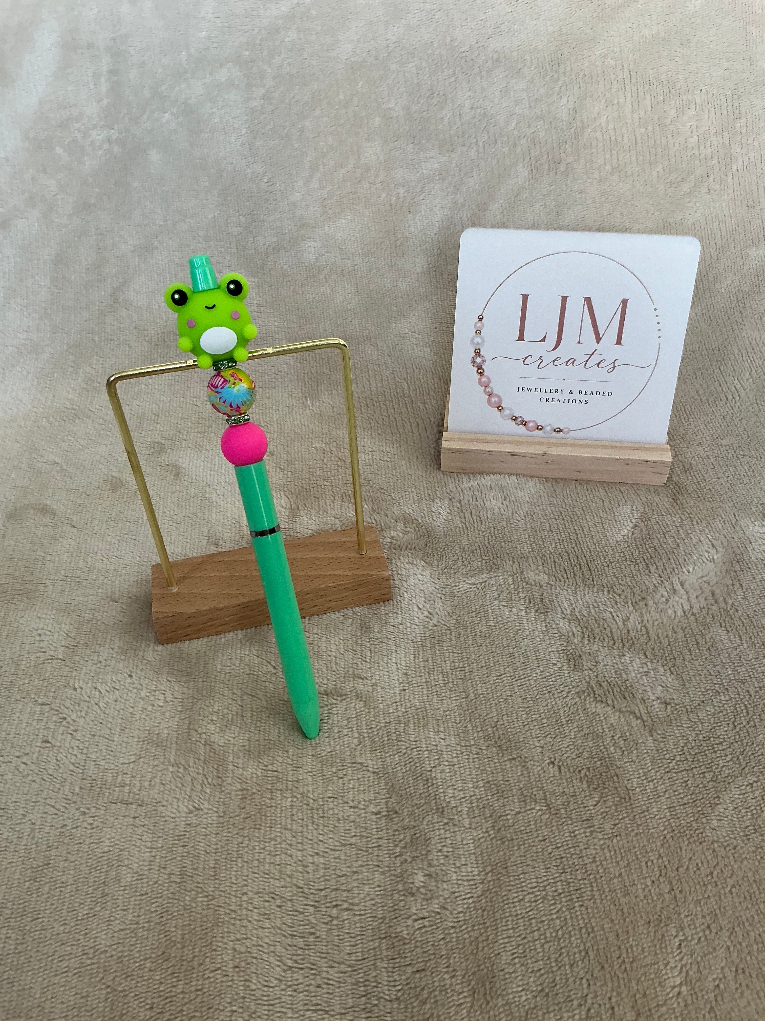 Cute Frog Beaded Pen | Handmade Kawaii Green Frog Ballpoint Penn